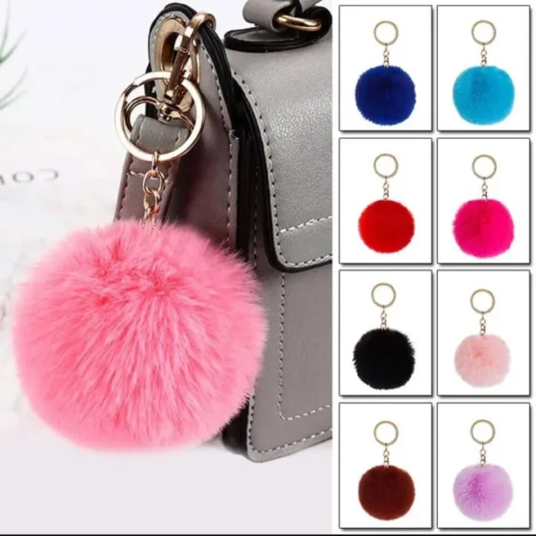 Pom Keychain Pom Pom Keychain Fluffy Ball with Keyring Handbag Backpack Ornament Pendant Accessory for Girls