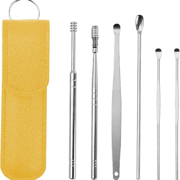 Ear Wax Cleaning Kit, 6 Pcs Ear Pick Tools, Wax Removal Kit, Ear Cleaning Tool Set, Spring Earwax Cleaner Tool for Children and Adult Multicolor