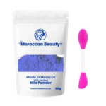 Moroccan Blue Nila Powder – 50g | Natural Face Mask for Brightening & Nourishing Skin With Double Sided Mask Brush.