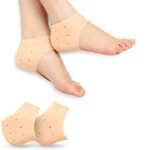 1 Pair of Silicone Gel Heel Crack Protector Anti Crack Moisturizing Foot Pain Socks Tumit Sakit Non-Slip Silicone -Human Skin Color