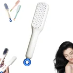 Self Cleaning Hair Brush, One-Click Cleaning Telescopic Hair Comb, Anti-Static Telescopic Hairbrush, Anti-Hair Entangled Automatic Cleaning Portable Comb-