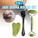 Jade & Derma Roller Gua Sha Board Massager 3 In 1 Facial Tool Set - Jade Roller and Gua Sha Set Original - jade face roller - Derma Roller for Skin - Derma Roller for Hair Growth