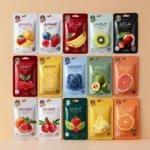 Bin Qadir Mart Pack of 10 Fruit Plant Extract Moisturizing Brighten Facial Sheet MaskS Hydrating, Radiance Boost, Calming, Skin Care Sheet Masks