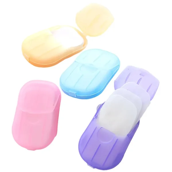 Pack of 4 Travel Soap Paper - Clean Scented Slice Sheets for Washing Hands - 20pcs Disposable Box - Portable Mini Paper Soap