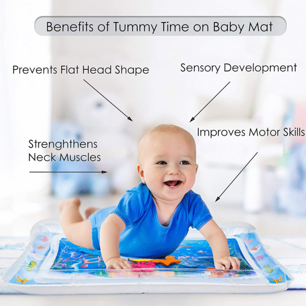Inflatable Tummy Time Mat, Premium Baby Water Play Mat for Infants and Toddlers for 3 to 24 Months, Strengthen Your Baby's Muscles